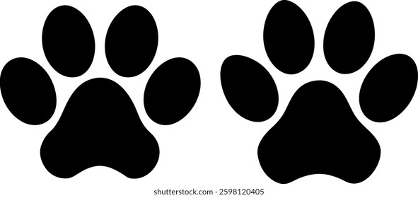 Dog paw print silhouette with white background