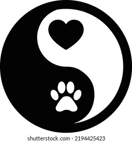 Dog Paw Print Ying Yang Design Vector