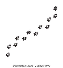 Dog paw prints, animal tracks, vector illustration