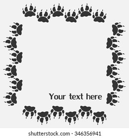 dog paw prints  frame for your text background, vector