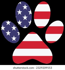 Dog paw red white blue stars 4th of july t-shirt design