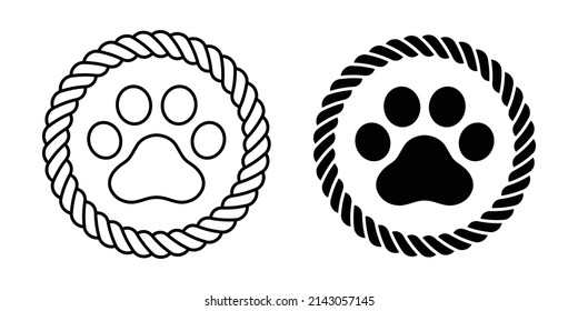 dog paw rope footprint icon cartoon illustration