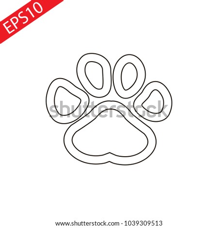 dog paw scetch vector isolated.flat