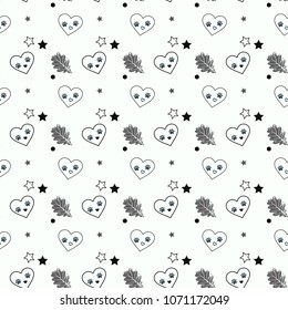 dog paw seamless with heart, oak leaf, star, Abstract seamless baby pattern for girls, boys, clothes