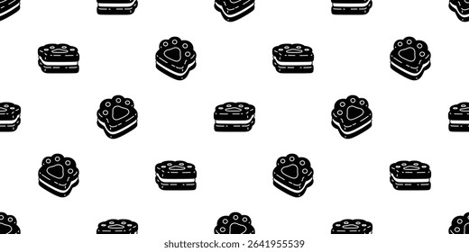 dog paw seamless pattern biscuit cat footprint cracker pet bakery vector puppy kitten cartoon doodle wallpaper tile background gift wrapping paper repeat scarf isolated illustration design