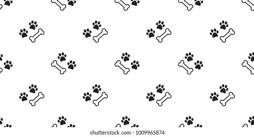 dog paw seamless pattern dog bone bulldog vector wallpaper isolated background white