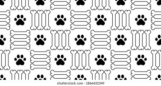 dog paw seamless pattern bone footprint checked french bulldog puppy vector pet cartoon repeat wallpaper tile background scarf isolated doodle illustration design
