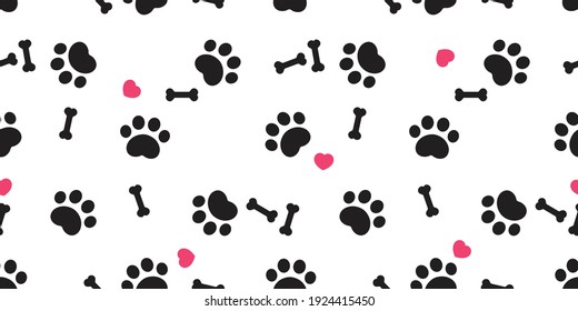 dog paw seamless pattern bone heart valentine french bulldog puppy vector pet cartoon repeat wallpaper tile background scarf isolate illustration doodle design