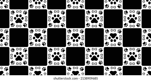 dog paw seamless pattern bone footprint checked cat french bulldog icon vector puppy kitten cartoon doodle isolated halloween repeat wallpaper tile background illustration design clip art