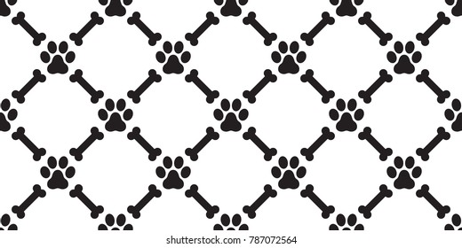 dog paw seamless pattern dog bone vector wallpaper isolated background white black