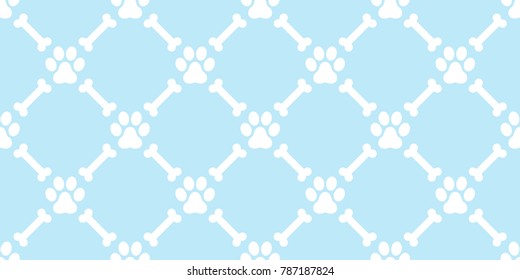 dog paw seamless pattern dog bone vector wallpaper isolated background white blue