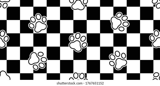 dog paw seamless pattern cat footprint french bulldog vector checked cartoon repeat wallpaper scarf isolated tile background illustration doodle design