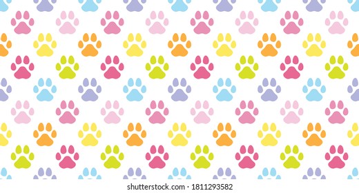 dog paw seamless pattern cat footprint french bulldog vector cartoon repeat wallpaper scarf isolated tile background illustration doodle color design
