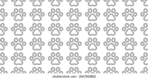 dog paw seamless pattern cat footprint vector rope bear french bulldog cartoon scarf tile background repeat wallpaper doodle illustration design