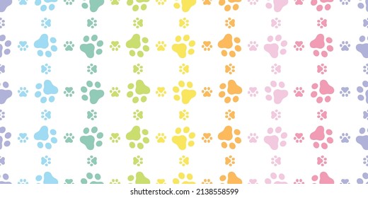 dog paw seamless pattern cat footprint rainbow color french bulldog icon vector puppy kitten cartoon doodle isolated repeat wallpaper tile background illustration design clip art