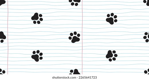 dog paw seamless pattern cat footprint line paper vector puppy pet breed cartoon doodle repeat wallpaper tile background illustration design isolated