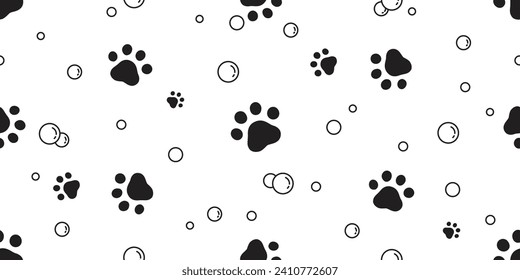 dog paw seamless pattern cat footprint vector soap bubble pet french bulldog puppy kitten bear cartoon doodle gift wrapping paper tile background repeat wallpaper scarf isolated illustration design