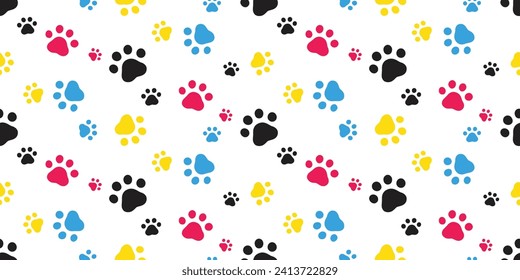 dog paw seamless pattern cat footprint vector rgb colorful pet french bulldog puppy kitten bear cartoon doodle gift wrapping paper tile background repeat wallpaper scarf isolated illustration design