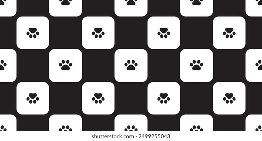 dog paw seamless pattern cat footprint checked vector pet puppy kitten cartoon doodle tile background gift wrapping paper repeat wallpaper illustration scarf isolated design