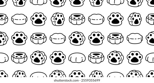 dog paw seamless pattern cat footprint french bulldog calico kitten vector puppy pet cartoon doodle repeat wallpaper tile background illustration isolated design