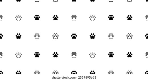 dog paw seamless pattern cat footprint pet french bulldog puppy kitten bear vector cartoon doodle tile background gift wrapping paper repeat wallpaper scarf isolated illustration design