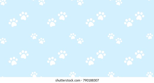 dog paw seamless pattern cat paw bulldog vector wallpaper isolated background blue