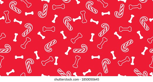 dog paw seamless pattern christmas candy cane footprint french bulldog puppy vector pet cartoon repeat wallpaper tile background scarf isolated illustration doodle design