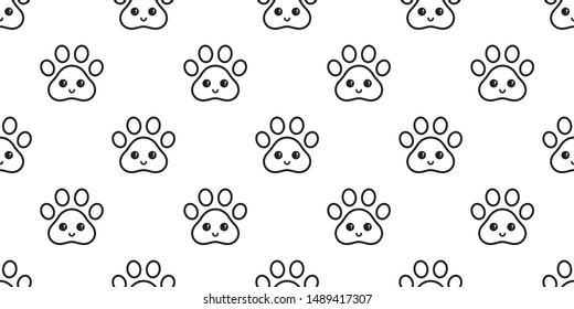 dog paw seamless pattern footprint vector french bulldog smile face cartoon scarf isolated repeat wallpaper tile background illustration doodle design