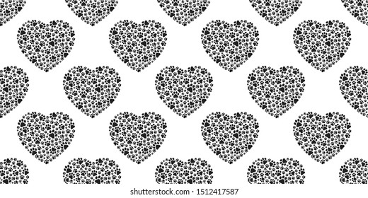 dog paw seamless pattern footprint vector heart valentine french bulldog cartoon scarf isolated repeat wallpaper tile background doodle illustration design
