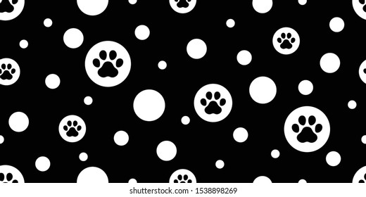 dog paw seamless pattern footprint vector polka dot french bulldog icon cartoon scarf isolated repeat wallpaper tile background illustration doodle design
