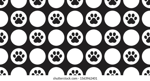 dog paw seamless pattern footprint vector polka dot french bulldog cartoon scarf isolated repeat wallpaper tile background illustration doodle black design