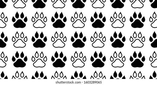 dog paw seamless pattern footprint vector bear polar cat pet french bulldog cartoon icon scarf isolated repeat wallpaper tile background illustration doodle design