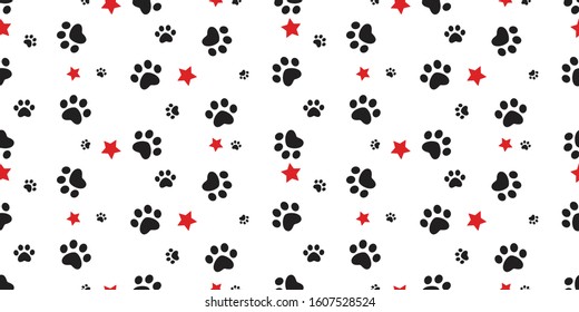 dog paw seamless pattern footprint star vector french bulldog cartoon icon scarf isolated repeat wallpaper tile background illustration doodle design