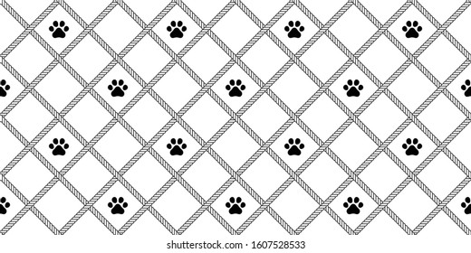 dog paw seamless pattern footprint vector rope french bulldog cartoon icon scarf isolated repeat wallpaper tile background illustration doodle design