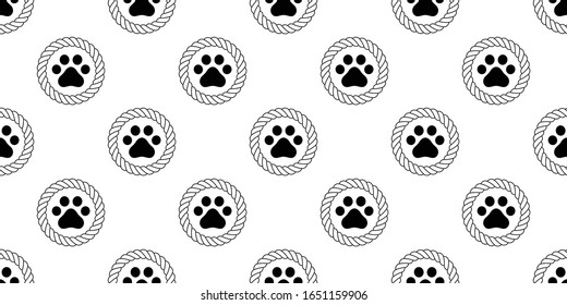 dog paw seamless pattern footprint vector rope french bulldog polka dot icon scarf isolated repeat wallpaper tile background cartoon illustration doodle design