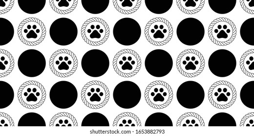 dog paw seamless pattern footprint vector rope french bulldog polka dot icon scarf isolated repeat wallpaper tile background cartoon doodle illustration design