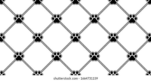 dog paw seamless pattern footprint vector rope french bulldog icon scarf isolated repeat wallpaper tile background cartoon doodle illustration white design