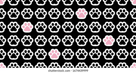 dog paw seamless pattern footprint vector french bulldog cartoon icon repeat wallpaper scarf isolated tile background illustration doodle black pink design