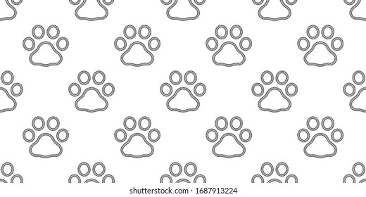dog paw seamless pattern footprint icon rope lasso cat bear polar vector french bulldog cartoon repeat wallpaper scarf isolated tile background doodle illustration design