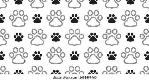 dog paw seamless pattern footprint icon rope lasso cat bear polar vector french bulldog cartoon repeat wallpaper scarf isolated tile background illustration doodle design