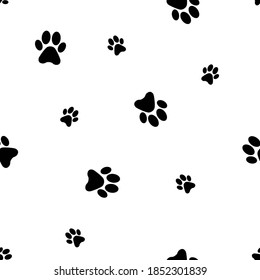 Dog Paw seamless pattern footprint vector cat pet scarf isolated cartoon repeat wallpaper tile background illustration design