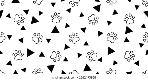 dog paw seamless pattern footprint cat triangle french bulldog vector cartoon repeat wallpaper scarf isolated tile background illustration doodle design