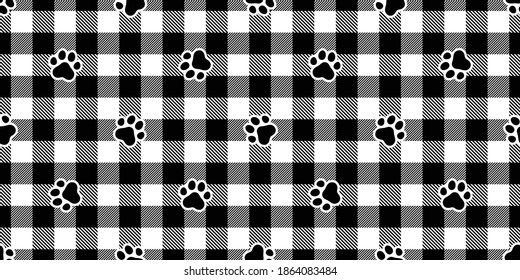 dog paw seamless pattern footprint cat checked tartan plaid french bulldog vector cartoon repeat wallpaper scarf isolated tile background illustration doodle design