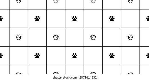 dog paw seamless pattern footprint vector checked french bulldog repeat wallpaper scarf isolated tile background cartoon puppy head pet doodle illustration design
