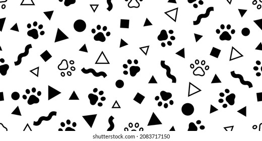 dog paw seamless pattern footprint bone polka dot triangle geometric abstract french bulldog puppy vector pet cartoon halloween repeat wallpaper tile background gift wrapping paper scarf isolated dood