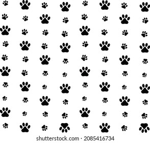 Dog Paw seamless pattern footprint on white background. animal footprints shape. 