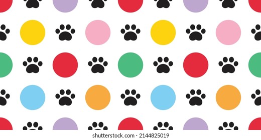 dog paw seamless pattern footprint polka dot cat french bulldog icon vector puppy kitten cartoon doodle isolated repeat wallpaper tile background illustration design