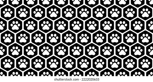 dog paw seamless pattern footprint hexagon checked cat french bulldog vector character cartoon honeycomb scarf isolated tile background repeat wallpaper gift wrapping paper illustration doodle design