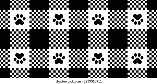 dog paw seamless pattern footprint checked race flag tartan plaid french bulldog vector puppy pet breed cartoon doodle repeat wallpaper tile background illustration design isolated