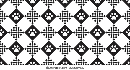 dog paw seamless pattern footprint tartan plaid checked diamond cat vector race flag puppy pet breed cartoon doodle repeat wallpaper tile background illustration design isolated